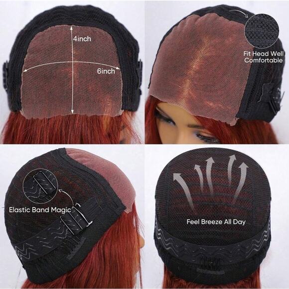 18 inch red brown number 33 body wave pre.Cut preplucked glueless lace front wig - Picture 13 of 13